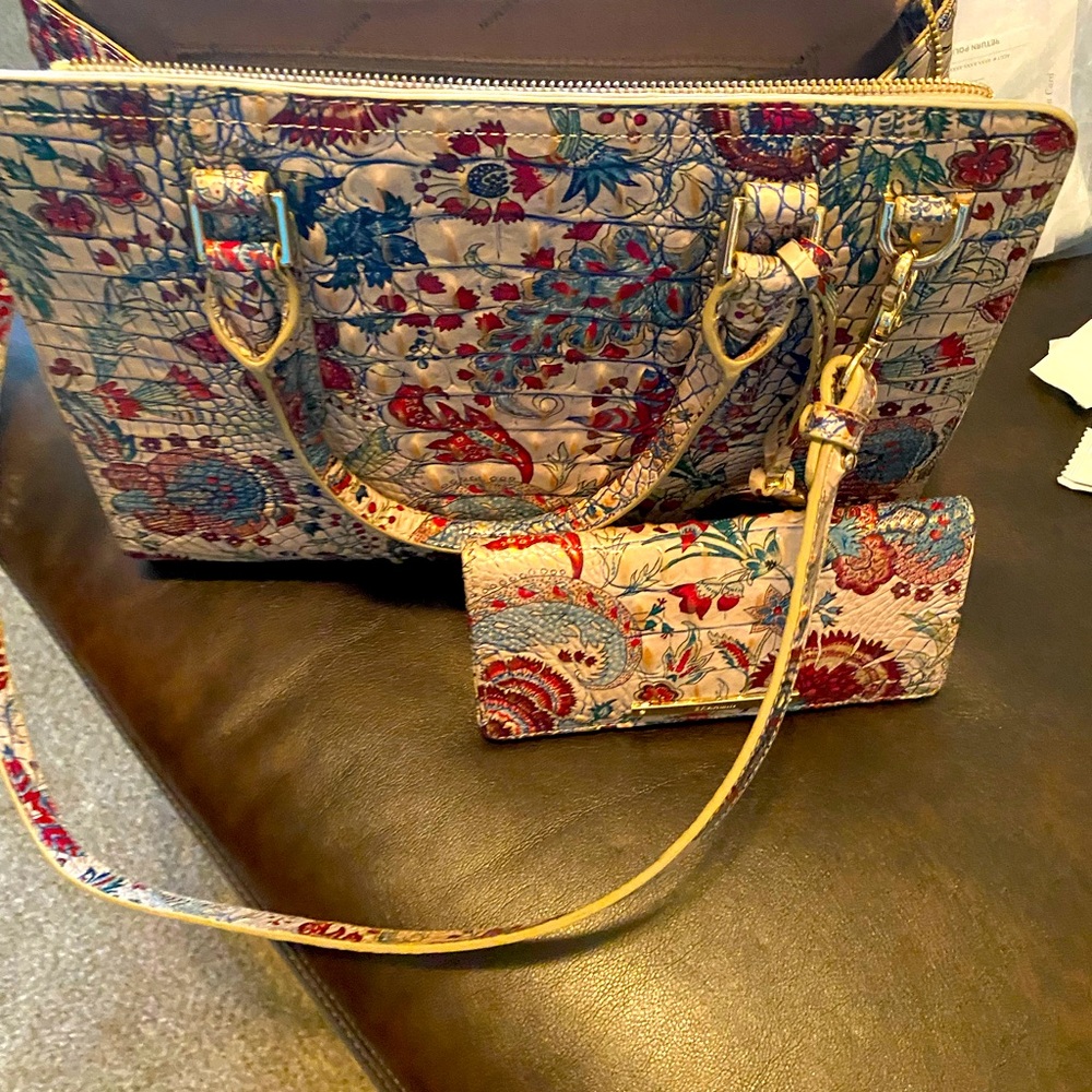 Brahmin Floral Multicolor Bag and Wallet Set